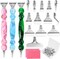 29pcs 5D Diamond Painting Pens Kit, 13 Metal Screw Thread Tips, 12 Painting Wax, 3 Resin Art Pens, Multi Placer Tips for DIY Crafts